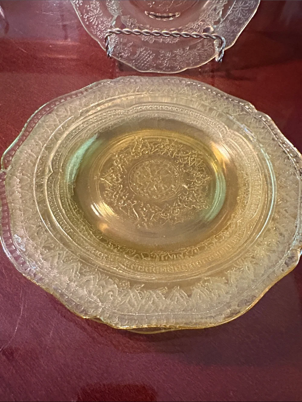 Federal Patrician  Depression etched Amber Salad‎ Plates 6”- Set of 6